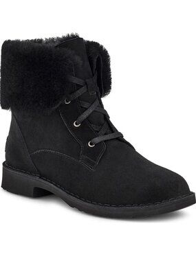 UGG Weylyn Shearling Suede Lace-Up Boots US 8 Black